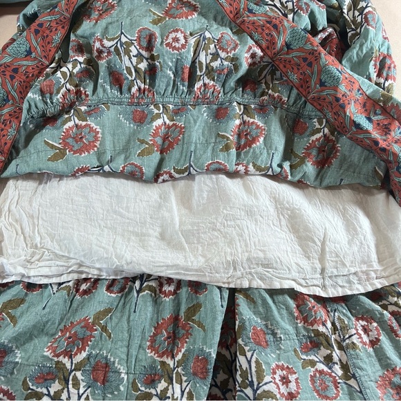 Victoria Dunn Peony Dress Smocked Yoke in Burnt Sienna Floral Size XS Boho Fall - Picture 7 of 16